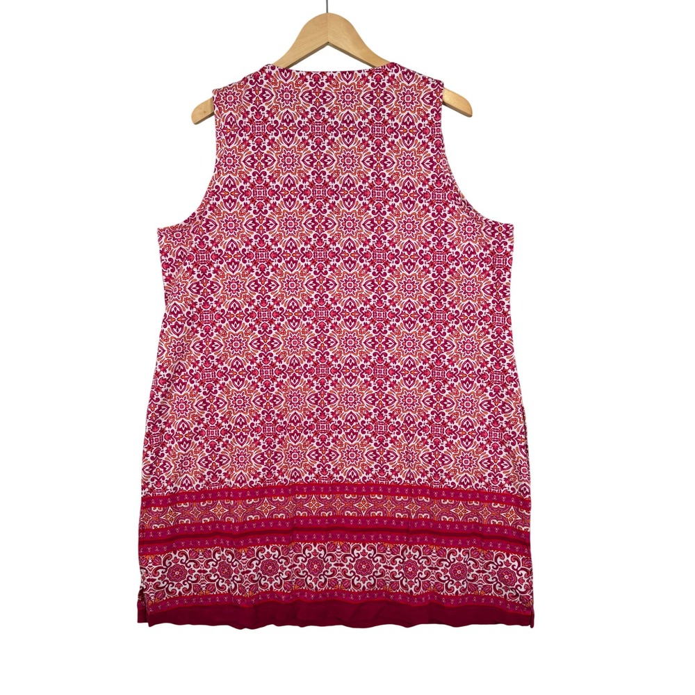 Lands End Two Swim Tunic Tops 1X XL Pink Orange Geometric Floral Pool Beach - Picture 2 of 16
